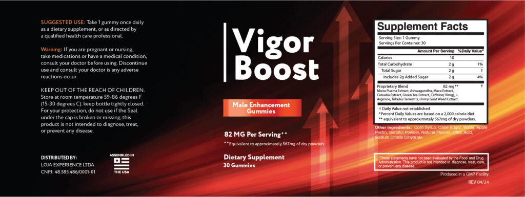 Vigor Boost Supplement Facts Label